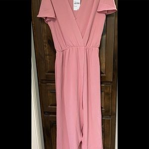 NWT- Nordstrom -High-Low Faux Wrap Dress- Dark Rose- Size M
